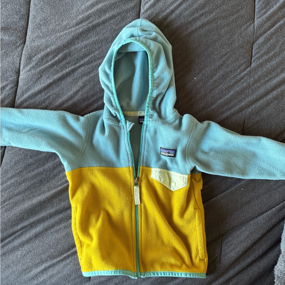 Patagonia Kids Hoodie - Light Blue and Yellow